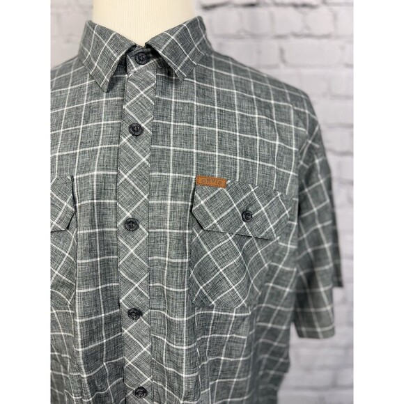 Orvis Tech Shirt Men XL Shirt Sleeve Gray, White 100%Polyester Double Pockets - Picture 5 of 6